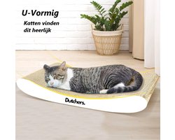 Dutchers.® Katten Krabmat - * - Inclusief Biologisch Kattenkruid - Krabplank - Krabpaal - Krabmeubel - Hoogwaardig Kartonnen Constructie - Draaibaar - 44x25x7 Cm