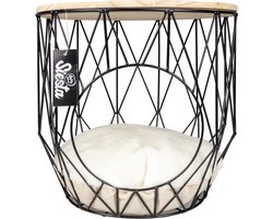 Duvo+ Kattenmand Caviar metalen mand met tafelblad Zwart 33x33x39cm