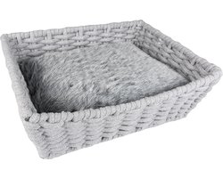 Duvo+ Kattenmand Oyster mand rechthoekig in katoentouw Grijs 45x34x16cm