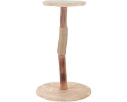 Krabpaal: duvoplus Krabpaal Noah - Houten Krabpaal met Sisal en Pluche Ligplaats - Natuurlijke Look - 50x50x66cm - Beige