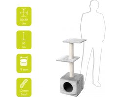 Ebi Classic Palazzo - Krabpaal - Grijs - 30 x 30 x 90 cm