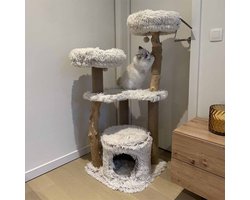 EBI Krabpaal Marseille Long Hair Pluche Beige 49 x 49 x 122 cm + catnip