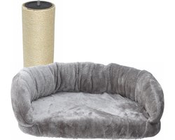 Extra Grote Kattenmand XL met Krabpaal Uitbreiding Gebogen Vorm Grijs