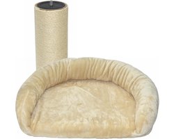 Extra Grote Ligplaats voor Katten XL (60x40cm) met Sisal Krabpaal 35cm - Beige