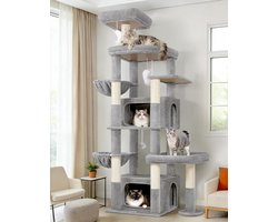 Extra Hoge Krabpaal XXL met Grote Kattanhuisjes en Platforms Stabiel voor Grote Katten