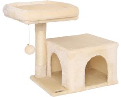 Famanu - Kattenligplaats met verstelbare hoogte, pluche rustplek met krabfuncties