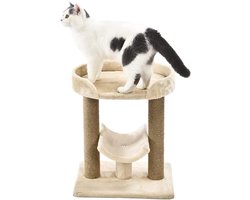 Famanu - Krabpaal met platform, 1 stuk, 45,7 x 35,6 x 55,9 cm, beige