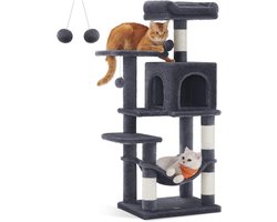 Feandrea Cat Tree Cat Tree Cat House with 4 Scratching Posts 2 Platform Hammock Cave Smoke Grey PCT261G01