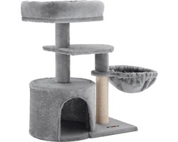 FEANDREA Kattenboom kleine kattenboom meerlaags 68 cm lichtgrijs PCT59W - Voor kleine katten - Kwalitatieve kattenmeubels Krabpaal