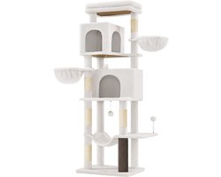 Krabpaal: Feandrea - Krabpaal - Kattenboom - 175 cm Hoog - 2 Grotten - 2 Ligmanden - 5 Krabstammen