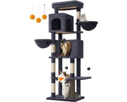 Krabpaal: Feandrea - Krabpaal - Kattenboom - Grote - 175 cm - Meerdere Verdiepingen - 2 Grotten 2 Hangmatten