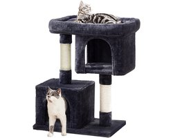 Krabpaal: Feandrea - Krabpaal - Kattenboom - Met Groot Uitkijkplatform - 2 Kattenhuisjes - Krabpalen