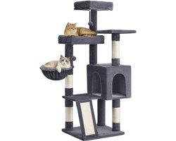 Krabpaal: Feandrea - Krabpaal - Kattenboom - Met Oprijplaat - Krabpalen - 3 Platforms - Huisje - Mand 2 Ballen
