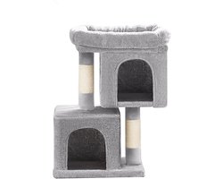 Krabpaal: Feandrea - Krabpaal - Kattenboom - Voor Grote Katten - Grote Platform - 2 Kattenhuizen - Sisalstammen
