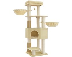 Krabpaal: Feandrea - Krabpaal - Kattenboom - Voor Grote Katten - Zelfverwarmende Dekens - 2 Kattenborstels