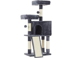 Krabpaal: Feandrea - Krabpaal - Kattenboom - Voor Katten - 115 cm Hoog - Met Krabplank en Speelplekken