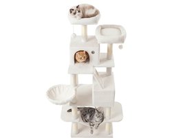 Krabpaal: Feandrea - Krabpaal - Kattenboom - Voor Katten - 168 cm Hoog - 13 Krabpalen - 2 Platformen - 2 Grotten