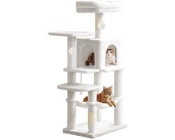 Krabpaal: Feandrea - Krabpaal - Kattenboom - Voor Katten - 4 Krabpalen - 2 Plateaus - 1 Hangmat - 1 Huisje