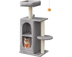 Krabpaal: Feandrea - Krabpaal - Kattenboom - Voor Katten - Compacte - 2 Huisjes - Krabpalen