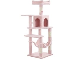 Krabpaal: Feandrea - Krabpaal - Kattenboom - Voor Katten - Meerdere Niveaus - 4 Krabpalen - 2 Platforms