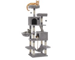 Krabpaal: Feandrea - Krabpaal - Kattenboom - Voor Katten - Met Hangmat en Pluche Ballen - Stabiel Ontwerp