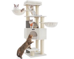 Krabpaal: Feandrea - Krabpaal - Kattenboom - Zelfverwarmende Dekens - 2 Kattenborstels - Grote Platforms