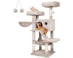 Krabpaal: FEANDREA Krabpaal, speeltoren voor katten, groot, zacht - Lichtbruin, 135 cm PCT162M01
