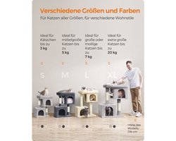 Feandrea Kratzbaum, Katzenbaum mit großer Plattform und 2 Plüschhöhlen, Spielhaus, Kletterbaum für Katzen, hellgrau PCT61W