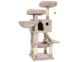 Feandrea Multifunctionele Kattenkrabpaal | 4-in-1 + Anti-Kantel + Dik Pluche -Ombre Bruin Wit