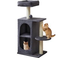 Feandrea PCT005G02 - Compacte Krabpaal voor Katten - 2 Huisjes - Krabpalen