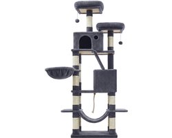 Feandrea PCT165G01V1 - Arbre à chat 168 cm - 2 plateformes - 13 griffoirs - panier et hamac