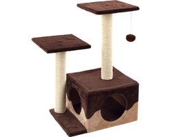 Flamingo Krabpaal Kangri 1 - Bruin/Beige - 45 x 35 x 68 cm - Compacte Krabpaal met Speeltje