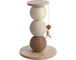 Krabpaal: Flamingo - krabpaal Snowie - Beige - 34 x 34 x 47 cm - krabspeelgoed -