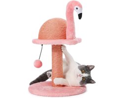 Flamingo krabpalen - creatieve krabpalen - stijlvolle kattenboom - H: 48 cm - roze - hoge kwaliteit - duurzaam Krabton