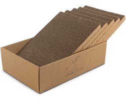 FLOORDIREKT Kattenkrabplank Tiger - Met 5 Krabplanken - 43,5 x 29,5 x 14 cm - Dubbelzijdige Kattenkrabplank - Kattenkrabplank voor Klauwverzorging
