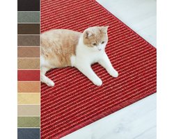 FLOORDIREKT Sisal Krabdeken - Ketting - Vervuilingsvrij & Bestendige Krabmat - Rood - 50 x 50 cm