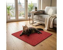 FLOORDIREKT Sisal Krabdeken - Ketting - Vervuilingsvrij & Bestendige Krabmat - Rood - 60 x 80 cm