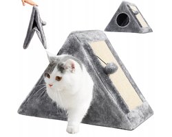 FlowShop - Kattenhuis - Katten Krabton - Kattenmeubel - Opvouwbare Kattenmand - 2 Verdiepingen - Kattentoren 39x39x38 Cm - Extra Zacht - Duurzaam Materiaal - Kattenhuis Voor Binnen - Geïsoleerd - Gratis Kattenspeelgoedbal - Dierenhuis - Kattenbed