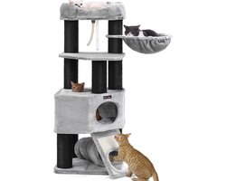 Fubzz Kattenboom XL - Luxe Kattenhuis - Krabpaal Voor Grote Katten - Extra Stevig En Stabiel - Inclusief Hangmat En Speeltunnel