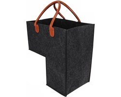 Functionele L-vormige Viltmand met Leren Handvatten voor Wasgoed en Speelgoed op de Trap