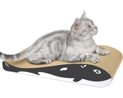 Furjoy Kattenkrabber van Karton met Kattenkruid - Omkeerbaar Krabkussen - Duurzaam - Gebogen Vorm - 44 x 23 x 8 cm Krabpaal