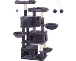 FurnStar - Kattenboom - Krabpaal groot - met 3 kattenholletjes - 164 cm kattenboom - Rookgrijs