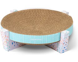 Gegolfde krabplank voor katten - komvorm - met kattenkruid - meerkleurig