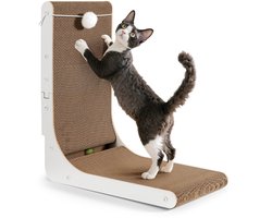 Gimars Hoge L-vormige krabplank voor katten van 47 cm met bal, staande krabplank voor katten, dikkere krabplank voor katten, kattenspeelgoed ter bescherming van meubels en banken