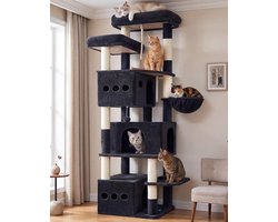 Krabpaal: Gitelsnour Krabpaal 182 cm hoog XXL, stabiele kattenboom voor grote katten met 3 ruime kattenholten, 2 bovenste - ShopVlot