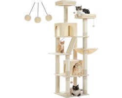 Globe Goods® - Kattenboom - Krabpaal - Krabton - Kattentoren - Kattenspeelgoed - Grote katten - Wasbaar - 180x48x48CM - Beige