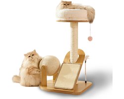 Gloovon® - Krabpaal - Krabpaal voor Katten - Kattenboom - 48 x 40 x 72 cm - Sisal - met Speelballetje - Krabpalen - Kattenhuis - Hout