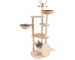Gloovon® - Krabpaal voor katten - Kattenboom - 53 x 50 x 145 CM - Sisal - Kattenklimpaal met meerdere niveaus - Krabpalen - Kattenhuis - Hout