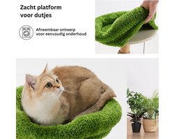 Goodivery ® Kattenkrabpaal, uniek massief hout, met jute zuil en comfortabel ligvlak, voor kleine en grote katten tot 3,3 kg-30x30x 51 cm,‎Groen