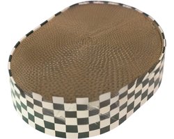 Goodivery® Krabkarton - Kartonnen Krabpaal voor Katten - 2-in-1 Ovale Krabpaal voor Katten - voor Binnenkatten om Hun Nagels te Slijpen - Ronde Krabpaal - Golfkartonnen Ligplaats - Bescherming voor Meubels, Banken en Tapijten